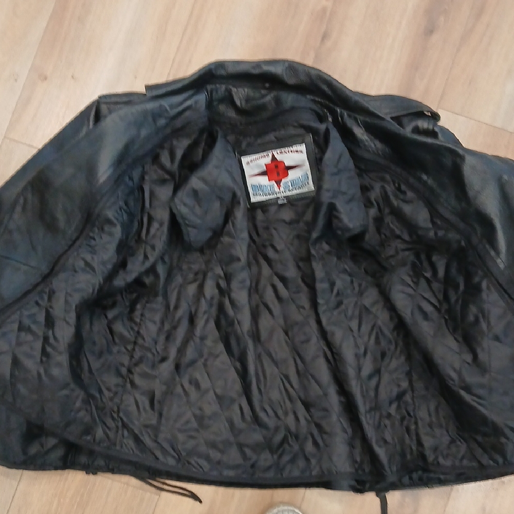 Rebels Black Leather Bomber Jacket - image 2